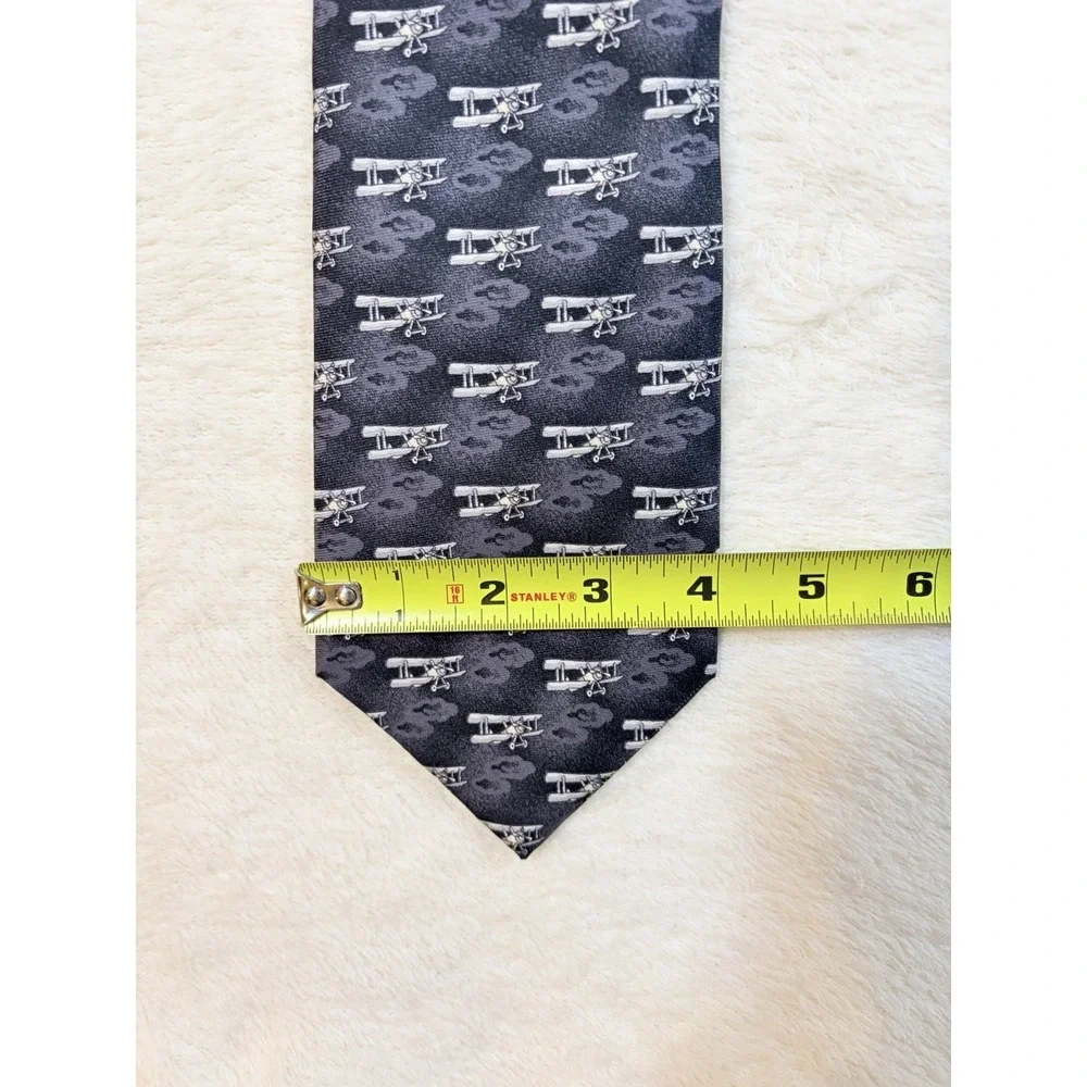 Beaufort The Rack Men's Airplane Gray White 100%‎ Silk Classic Woven Tie